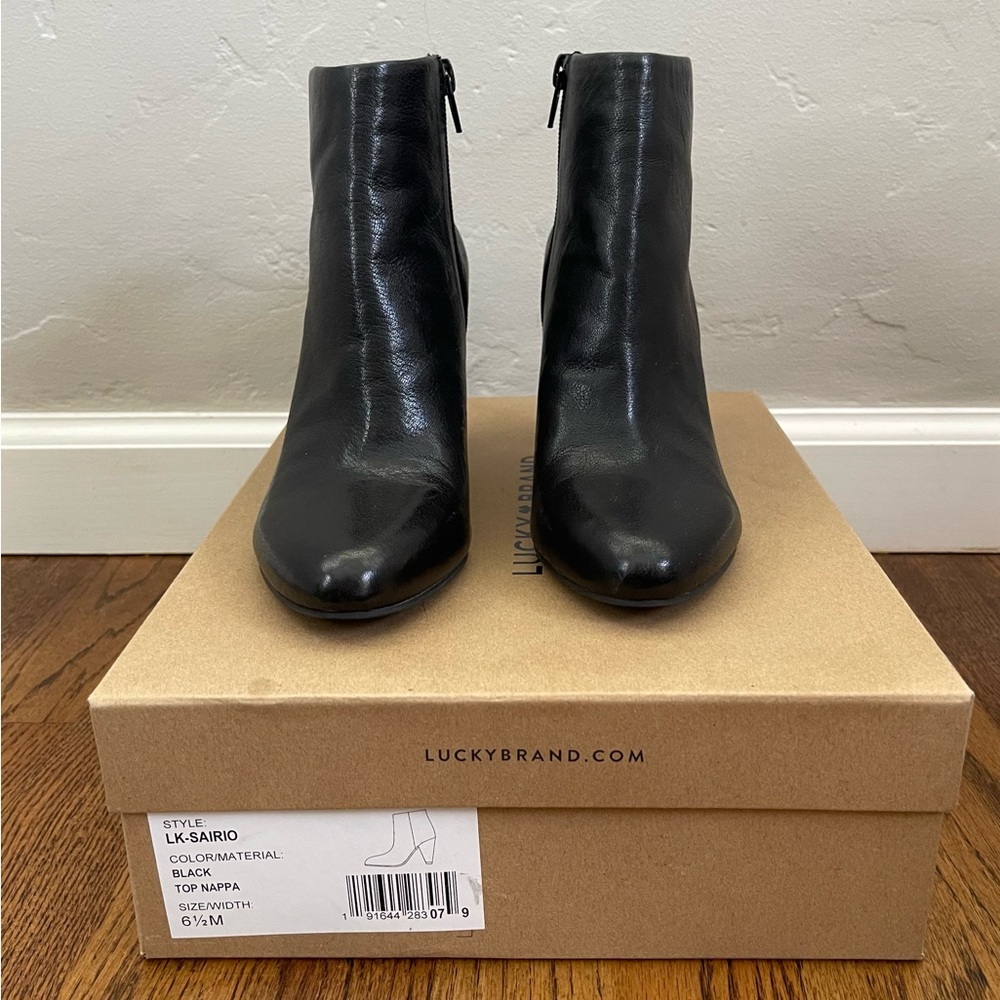 Lucky Brand LK-Sairio Ankle Booties 6.5 black leather - Picture 4 of 7
